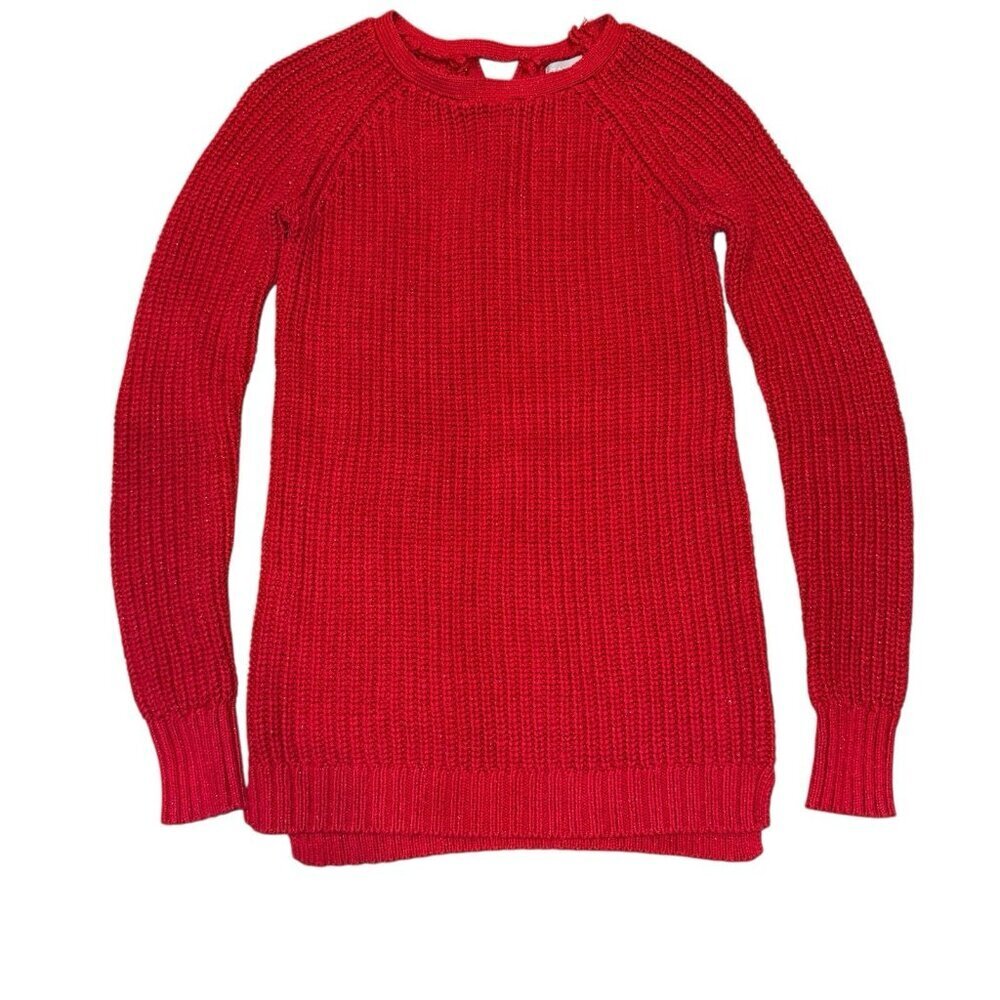 Tahari Red Sparkly Cable Knit Sweater Girls L 14